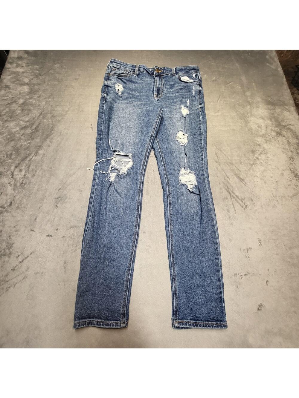 Old Navy Jeans Womens 8 Blue Rockstar Super Skinny Distressed Denim Stretch